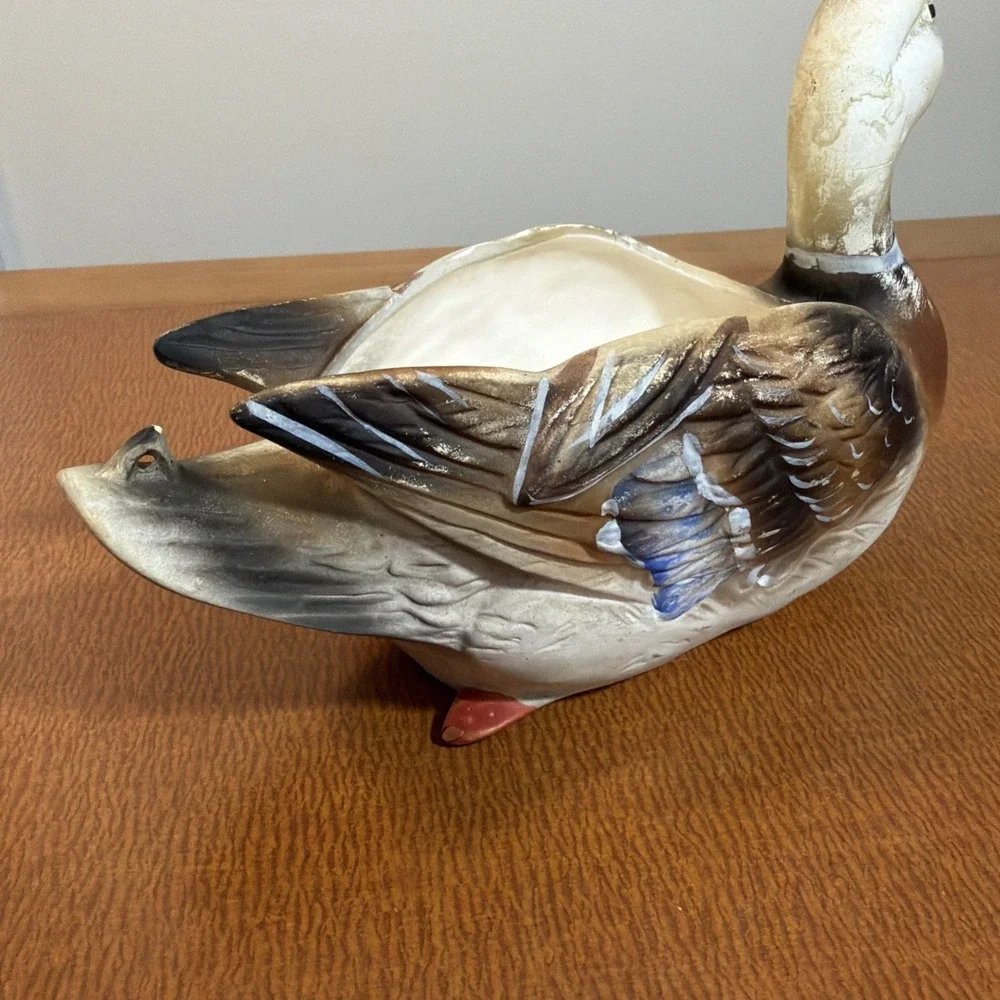 Vintage Napcoware 1960's Mallard Duck Decoy Planter Multicolor Signed